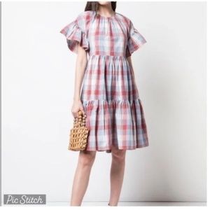 Ulla Johnson Plaid Dress in Red and Blue